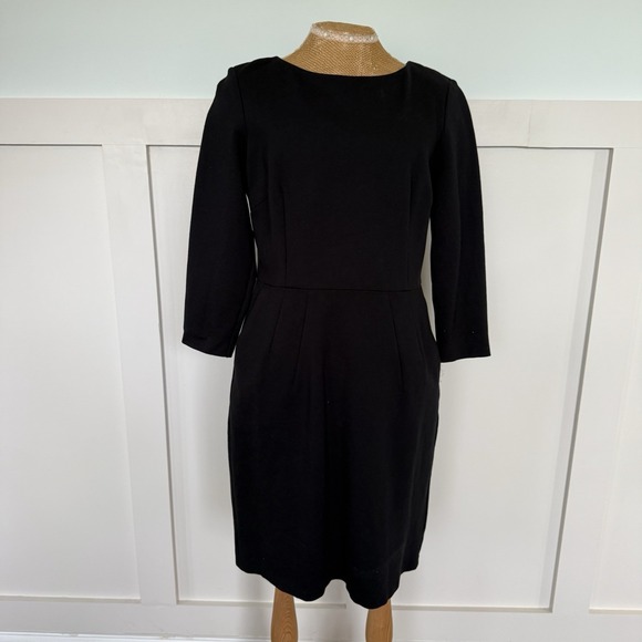 Lands' End Dresses & Skirts - Lands' End Sheath Dress 12P Black Career Minimalist Capsule Scuba  3/4 Sleeve